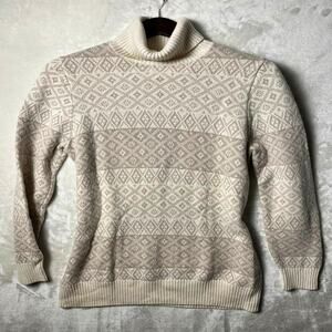 Lands' End Fair Isle Sweater Women's M Rich Soft Wool Nordic Winter Feminine